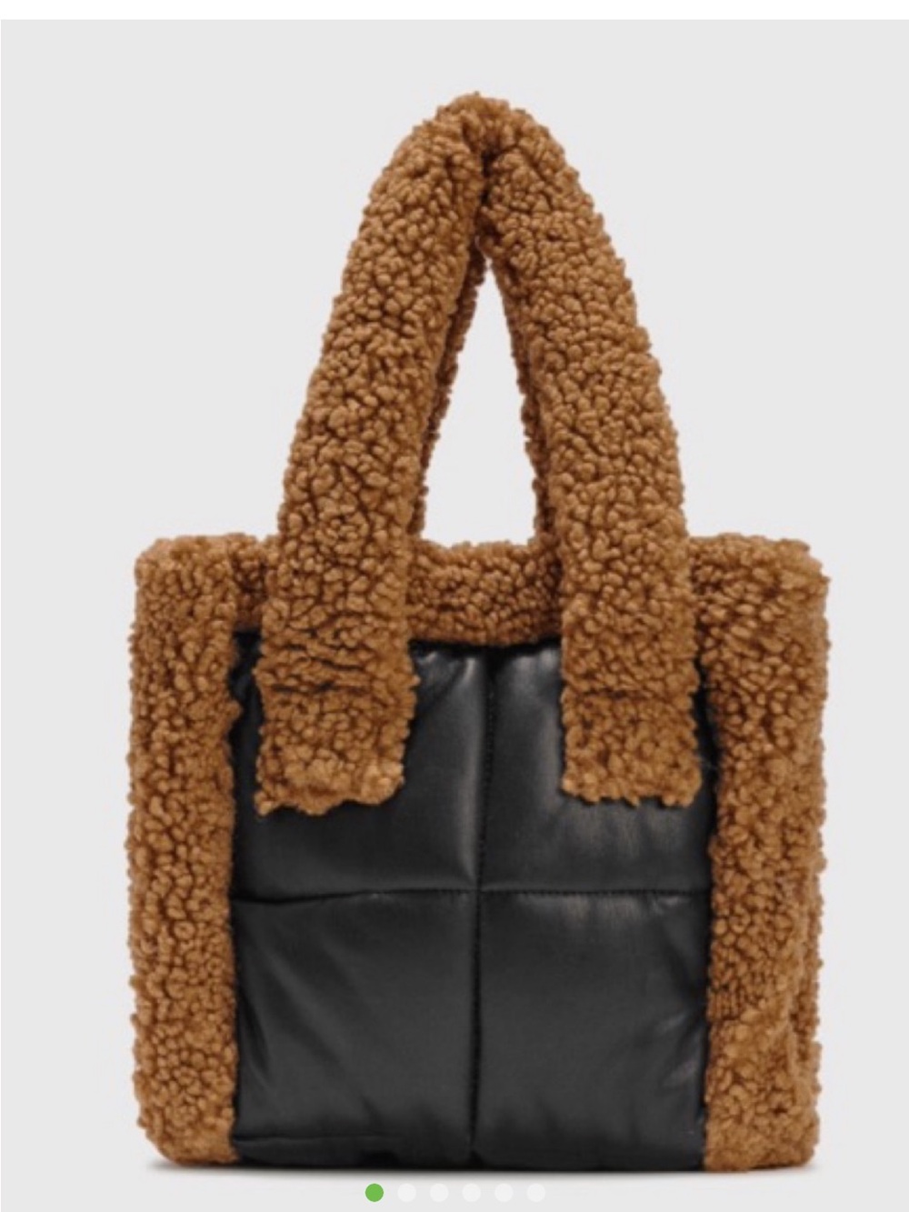 Stand Studio Quilted Faux-Leather Tote with Brown Sherpa Trim